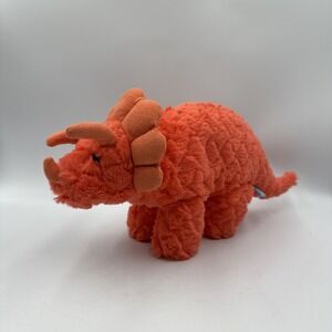 Manhattan Toy Company Plush Stuffed Orange Dinosaur Triceratops Jurassic 11"